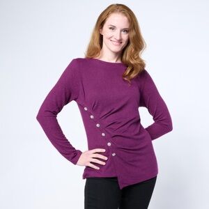 DG2 by Diane Gilman Rich Purple Long Sleeve Top